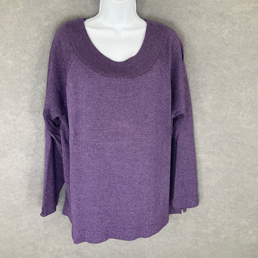 Judith Hart Sweater Womans Sz 3X Purple Metallic Silk Blend Knit‎ Party Holiday